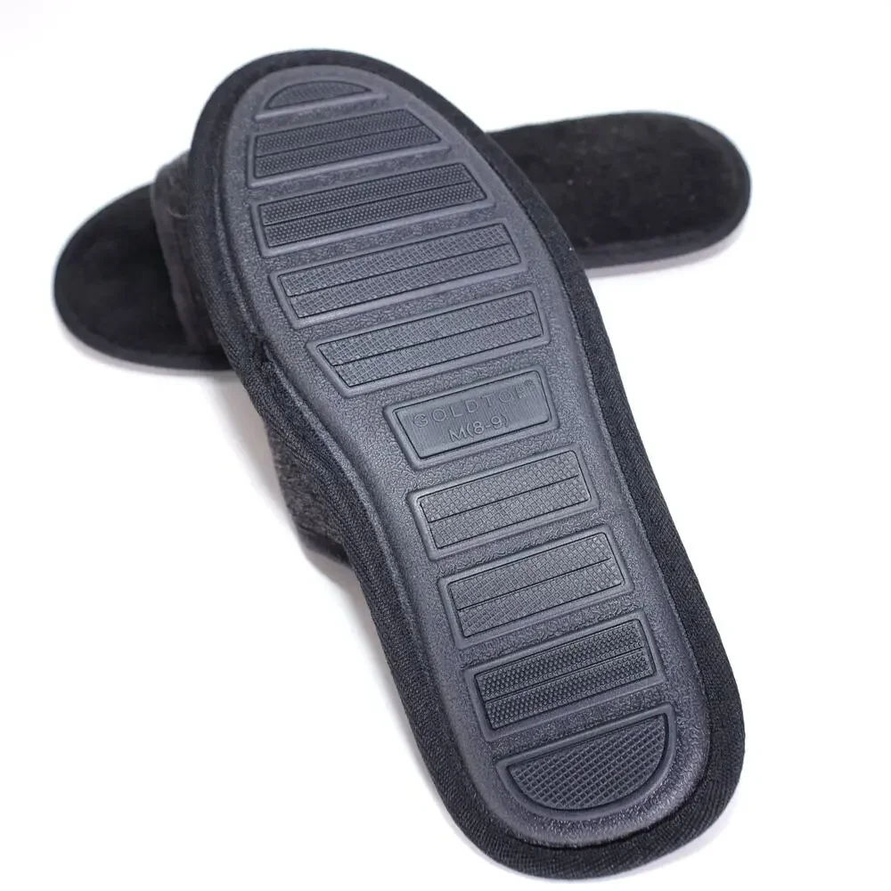 Gold Toe Mens Open Toe Memory Foam Slippers - Mens Medium (8-9) - Black - NIB